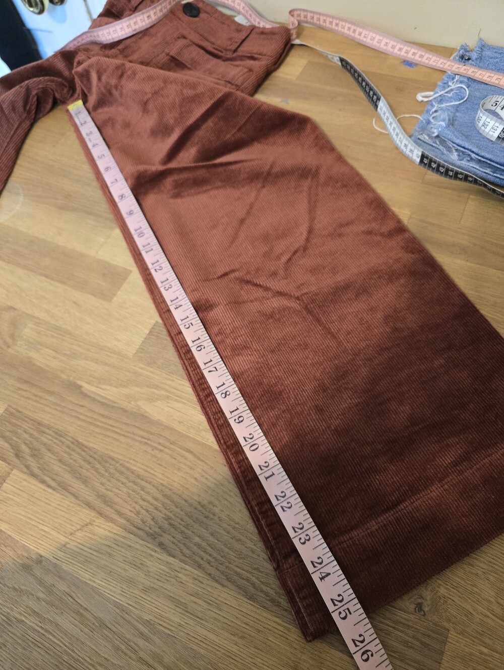 Maeve Colette Corduroy Crop Wide-Leg Pants 24 Copper Brown Rust Cinnamon - Picture 11 of 12
